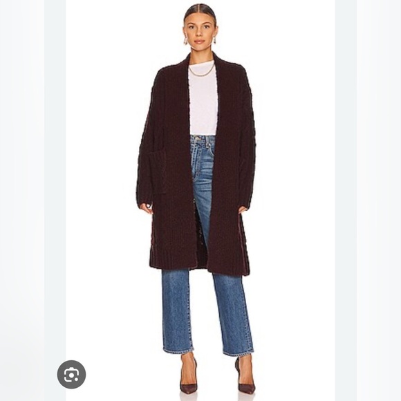 REVOLVE SNDYS. Jet Cable Knit longline Cardigan Mulberry size M - Picture 1 of 8